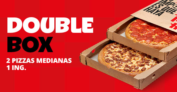 Double Box: 2 Pizzas Medianas Pan 1 ing. + Refresco 1.25L 